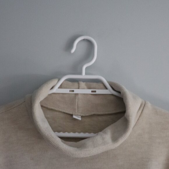 Uniqlo Womens Sz S Cream Ribbed Thermal Fleece Soft Turtleneck Pullover Sweater - Picture 4 of 11